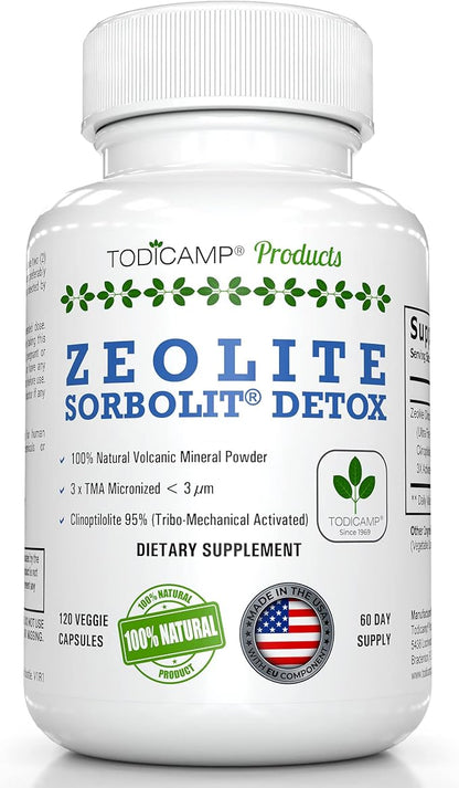Zeolite Detox Capsules - 120 Zeolite Capsules - 1-2 µm Clinoptilolite Zeolite Detox - 2 Months Supply Zeolite Clinoptilolite Capsules - Zeolite Sorbolit Detox - Zeolite Pills