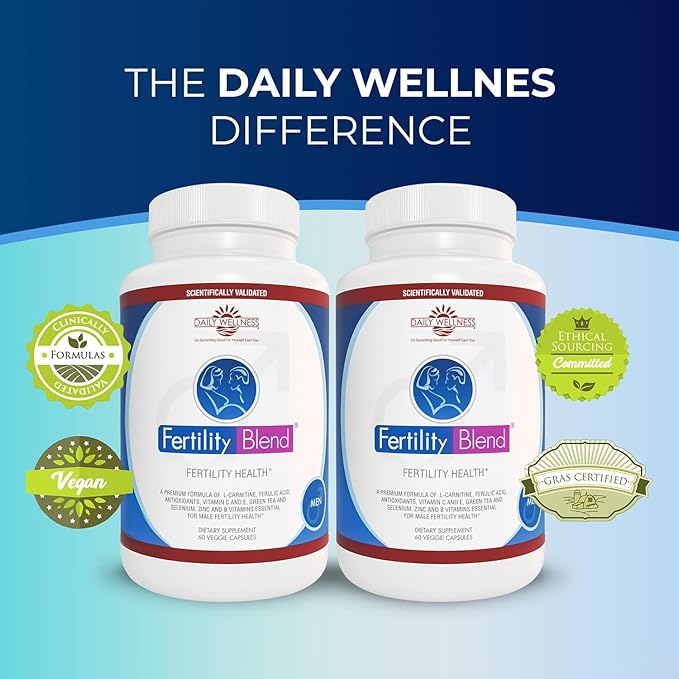 Daily Wellness for Men - Male Fertility Supplements, Vitamin Blend Pills - Male Count Pre-Conception for Him - Fertility Supplements for Men - 60 Capsules, 2 Pack