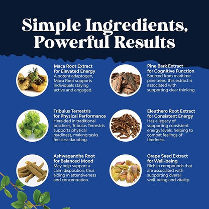 Potent Black Maca Root Capsules for Men - Herbal Wellness Supplement with Siberian Ginseng Ashwagandha and Black Maca Root - Men’s Wellness Supplement to Support General Health (Trial Size)