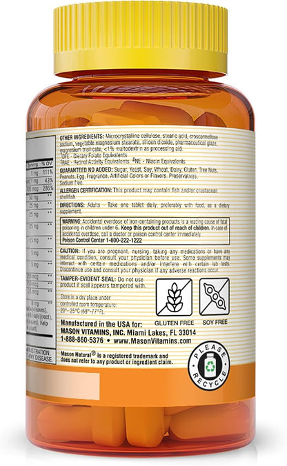 MASON NATURAL Super Multiple 34 Vitamins and Minerals - Complete Nutritional Support, All in One Multivitamin, Supports Overall Health, 100 Tablets