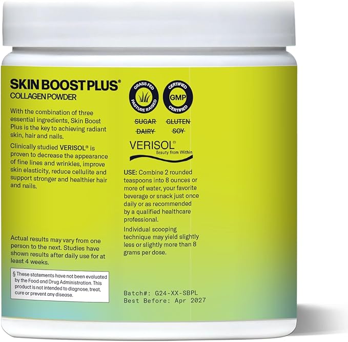 Sparkle Wellness Skin Boost Plus (Acai Lemonade) [30-Serves] | Collagen Powder Supplement with VERISOL Bioactive Hydrolyzed Collagen Peptides, Vitamin C & Hyaluronic Acid to Improve Skin Elasticity