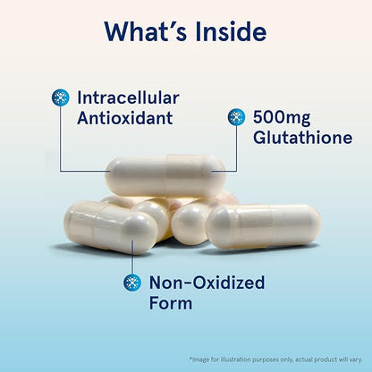 Jarrow Formulas Glutathione Reduced 500 mg - 120 Veggie Capsules - Intracellular Antioxidant - Quality Glutathione Supplements - Supports Recycling of Vitamins C & E - Non-GMO - Gluten Free - Vegan