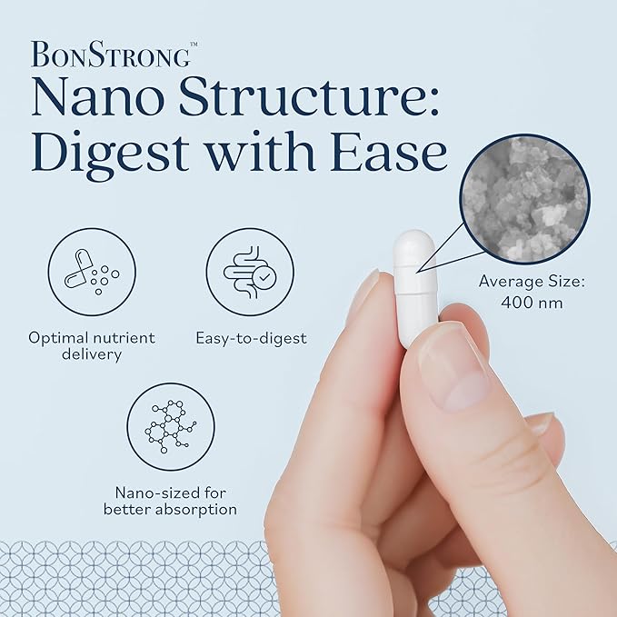BonStrong- Nano Calcium Supplement Capsules with MSM 3x 120 Capules for Bone Density, Bone and Joint Health, Nano Nutrients Bone Renewal, Bone Boost Vitamin Bone Health, Bone Supplements - Made in USA