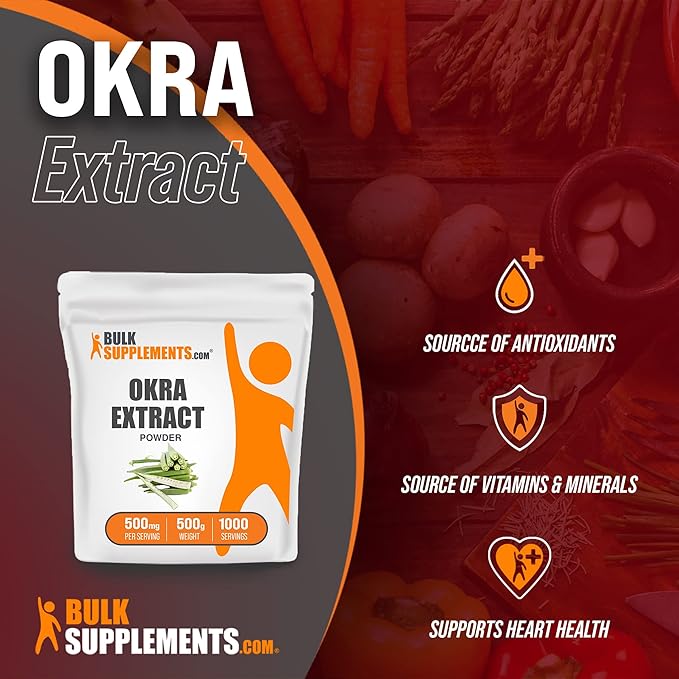 BulkSupplements.com Okra Extract Powder - High Fiber Supplements - Digestion Supplement - Bowel Movement Supplements (500 Grams - 1.1 lbs)