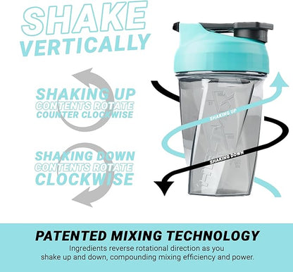 HELIMIX 1.5 Vortex Blender Shaker Bottle Holds Upto 20oz | No Blending Ball or Whisk | USA Made | Portable Pre Workout Whey Protein Drink Shaker Cup | Mixes Cocktails Smoothies Shakes | Top Rack Safe