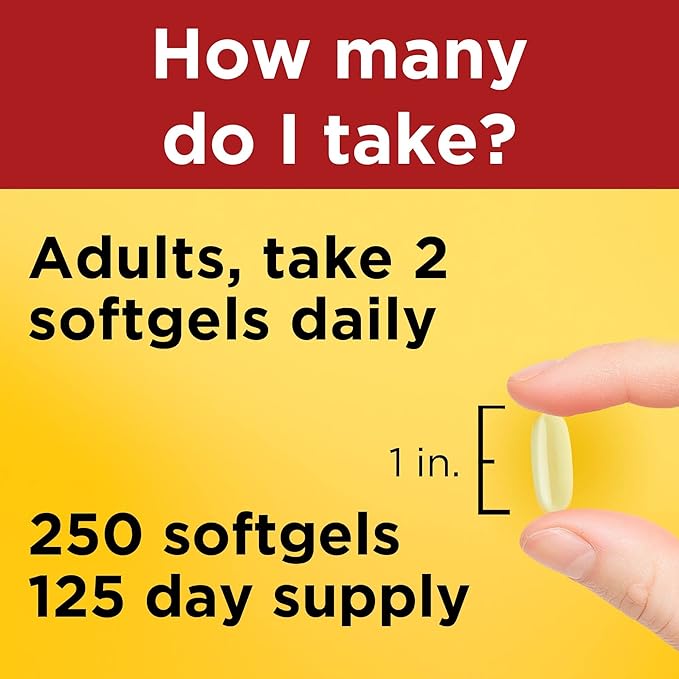 Nature Made Fish Oil 1000 mg Softgels, Fish Oil Supplements, Omega 3 Fish Oil for Healthy Heart Support, Omega 3 Supplement with 250 Softgels, 125 Day Supply