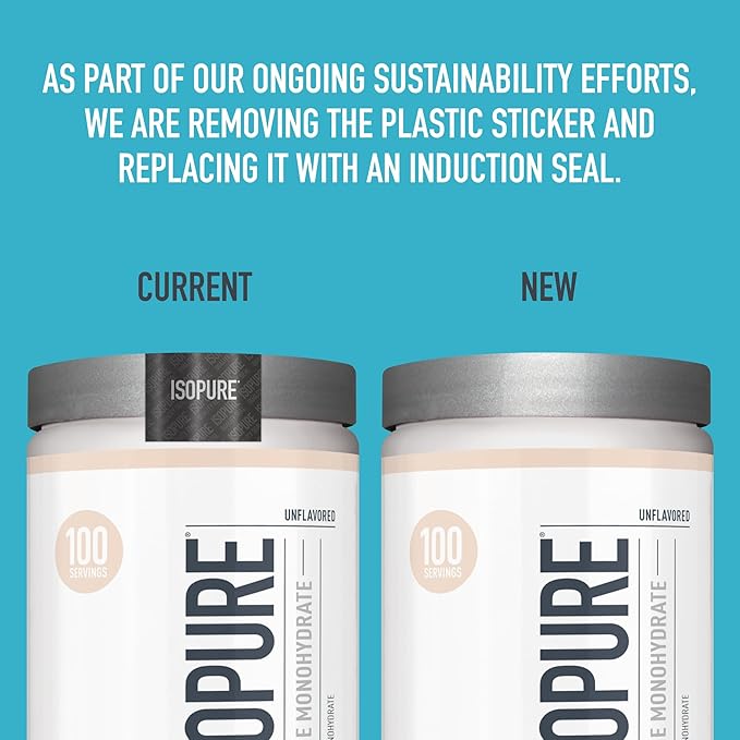 Isopure Unflavored Creatine Monohydrate Powder, Zero Added Ingredients, Creatine for Women and Men, 5g Creatine Monohydrate per scoop, 100 Servings, 500g