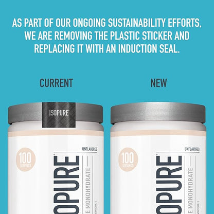 Isopure Unflavored Creatine Monohydrate Powder, Zero Added Ingredients, Creatine for Women and Men, 5g Creatine Monohydrate per scoop, 100 Servings, 500g