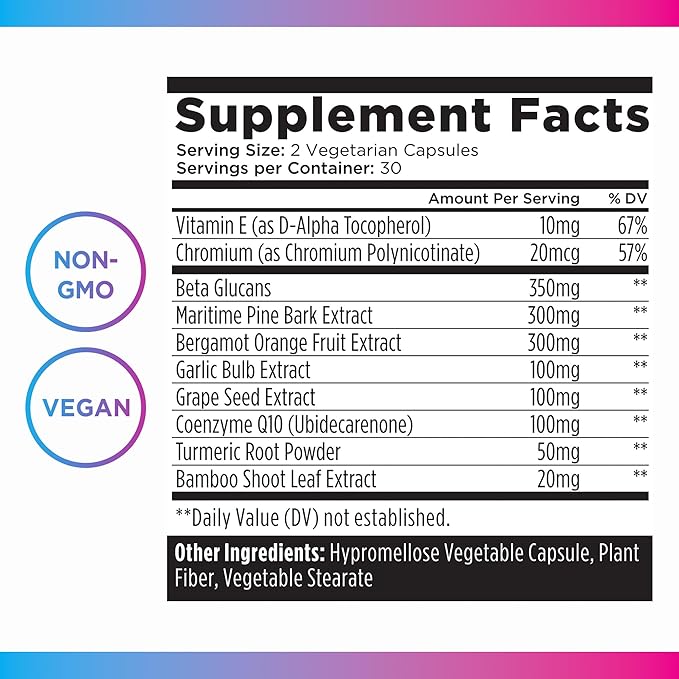 Livingood Daily Support - Supplement for Health with Beta Glucans, Pine Sterol, CoQ10, and Garlic Root - LDL & Triglycerides - Vegan, 60 Capsules