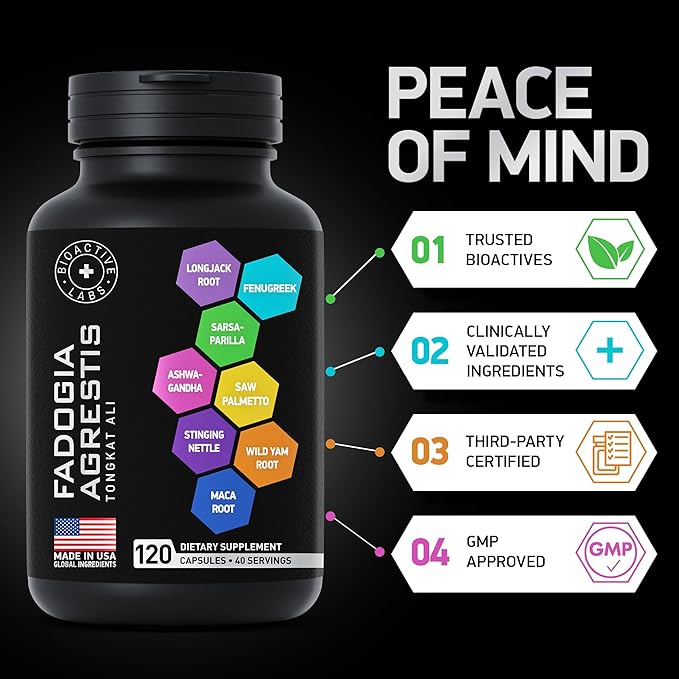 Fadogia Agrestis and Tongkat Ali Supplement - Fadogia Agrestis 600mg, Longjack Tongkat Ali for Men and Women 500mg, Saw Palmetto Ashwagandha Maca Fenugreek - Performance, Drive, Strength - 120 Caps