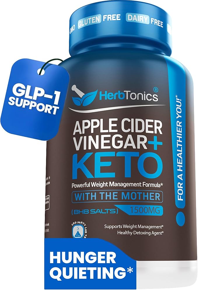 Herbtonics Apple Cider Vinegar Capsules Plus Keto BHB | Fat Burner & Weight Loss Supplement for Women & Men | Appetite Suppressant