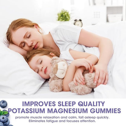 Potassium Magnesium Gummies 1800mg, Sugar-Free Potassium Gummies with Magnesium Glycinate, Taurate, Malate, Chewable Magnesium Potassium Supplements for Leg Cramps & Muscle, Heart Health (2 Pack)