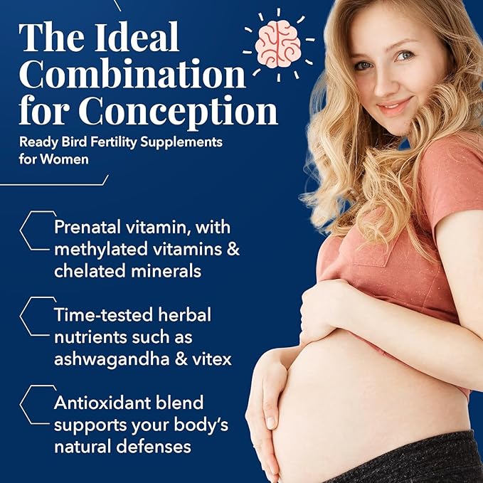 Best Nest Wellness Women's Fertility - Daily Multivitamin for Pregnancy Support - Supplement with Methylated Vitamins Aids Conception - Nutritional Supplement with Ashwagandha & Folate - 30 Tablets