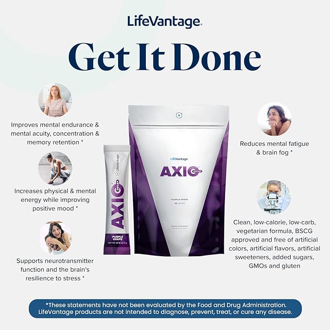 AXIO Regular Energy Drink Powder, Purple Grape, 30 Packets, Instant Energy Powder, Energy Supplement in a Drink Mix, w/B Vitamins, DMAE, L-Theanine, Quercetin, Green Tea & Pine Bark Extract