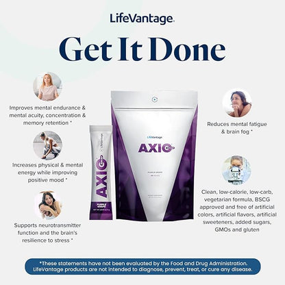 AXIO Regular Energy Drink Powder, Purple Grape, 30 Packets, Instant Energy Powder, Energy Supplement in a Drink Mix, w/B Vitamins, DMAE, L-Theanine, Quercetin, Green Tea & Pine Bark Extract