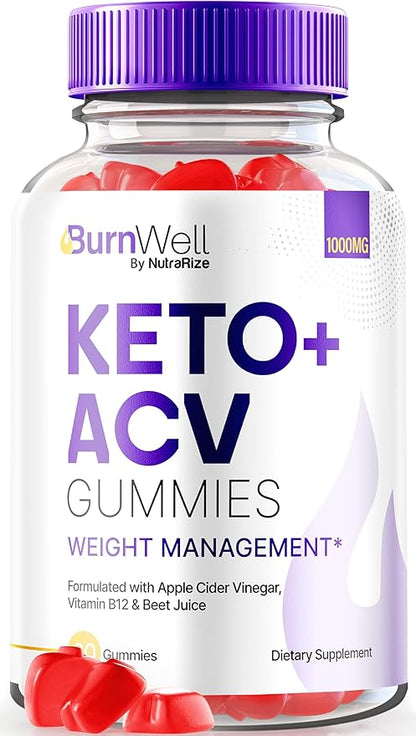 BurnWell Keto ACV Gummies, Burn Well Advanced Keto + ACV Gummies Weight Loss Formula, 1000 MG Apple Cider Vinegar, Keto Plus ACV Gummy, Official ACV Keto Reviews (60 Gummies)