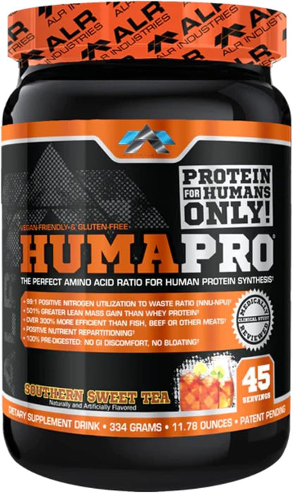 Humapro | Amino Acids Protein Matrix for Humans | 99% Utilization for Lean Muscle | Vegan, Gluten Free | 334g / 45 Servings (Southern Sweet Tea)