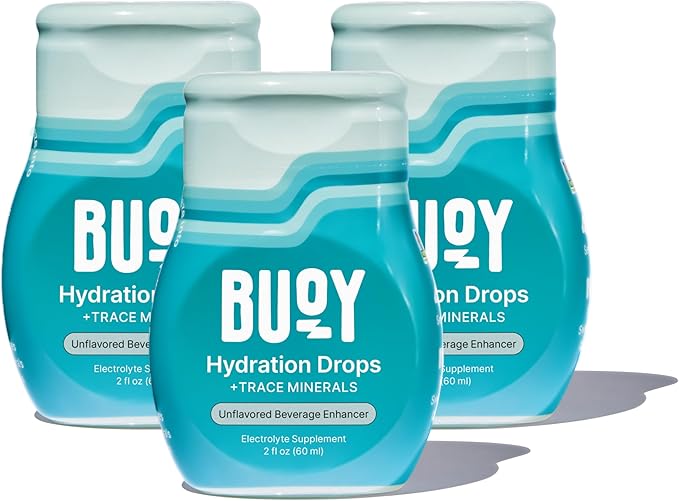 Buoy Electrolyte Drops | No Sugar, No Sweeteners | Trace Minerals, Vitamins & Antioxidants | Purposefully Unflavored | Perfect for Any Drink | Daily Hydration Supplement (Unflavored - 3 Pack)
