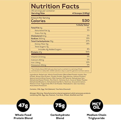 REDCON1 MRE Protein Powder, Oatmeal Chocolate Chip - Meal Replacement Protein Blend Made with MCT Oil & Whole Foods - Protein with Natural Ingredients to Aid in Muscle Recovery (25 Servings)