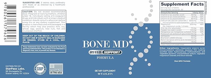 Bone MD Osteo Strength Ultimate Health Support | Supplement for Women and Men | Promote Density 90 Tablets