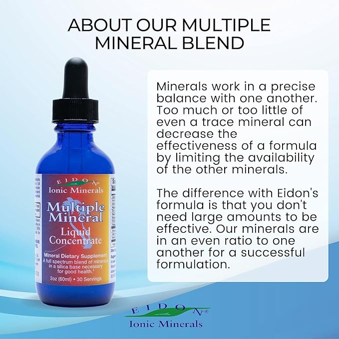 Eidon Multiple Minerals Supplement - Ionic Trace Mineral Drops for Water, Natural Liquid Vitamins to Support Heart Health and Hydration, No Preservatives - 2 oz, 2 Pack