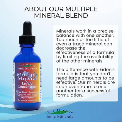 Eidon Multiple Minerals Supplement - Ionic Trace Mineral Drops for Water, Natural Liquid Vitamins to Support Heart Health and Hydration, No Preservatives - 2 oz, 2 Pack