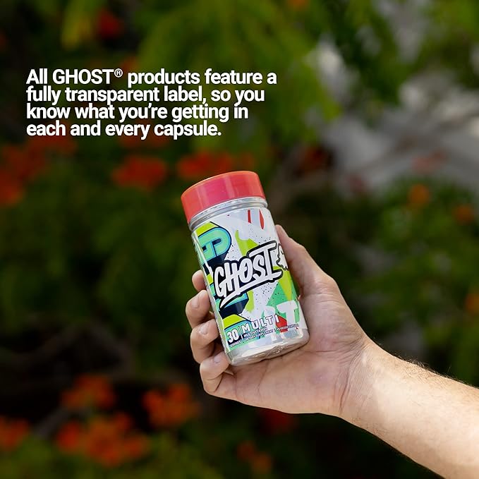 GHOST Multi Multivitamin for Men & Women, 90 Capsules - Loaded with 21 Vitamins, Minerals & Key Nutrients - Vitamin A, Vitamin C, Vitamin D, Vitamin E & Zinc - Free of Gluten, Soy & Sugar, Vegan