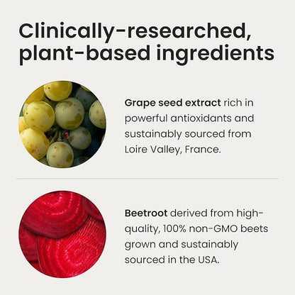 humanN SuperBeets Heart Chews, Nitric Oxide and Blood Pressure Support, Grape Seed Extract & Non-GMO Beet Root Powder Energy Chew, Pomegranate Berry Flavor, 180 Count