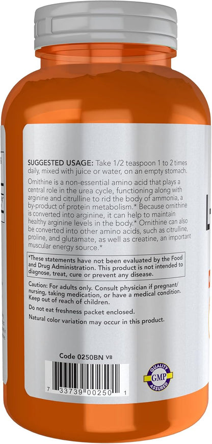 NOW Foods Sports Nutrition, L- Ornithine Powder, Protein Metabolism* and Urea Detox*, Amino Acids, 8-Ounce