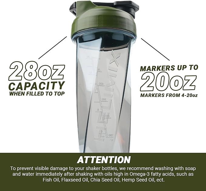 HELIMIX 2.0 Vortex Blender Shaker Bottle Holds upto 28oz | No Blending Ball or Whisk | USA Made | Portable Pre Workout Whey Protein Drink Shaker Cup | Mixes Cocktails Smoothies Shakes | Top Rack Safe