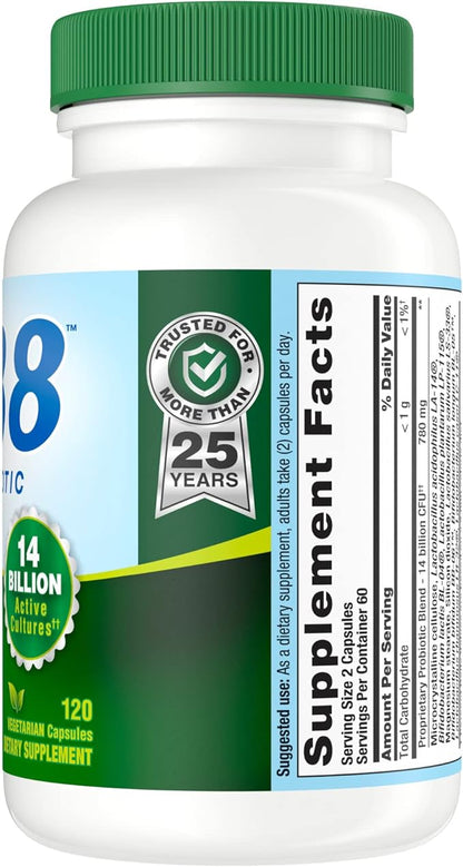 Nutrition Now PB 8 Probiotic Acidophilus for Life* Vegetarian Dietary Supplement for Men and Women, 120 Count (Pack of 2)