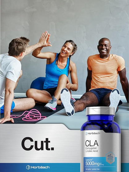 Horbäach CLA Supplement | 300 Softgel Pills | Maximum Potency | Conjugated Lineolic Acid from Safflower Oil | Non-GMO, Gluten Free