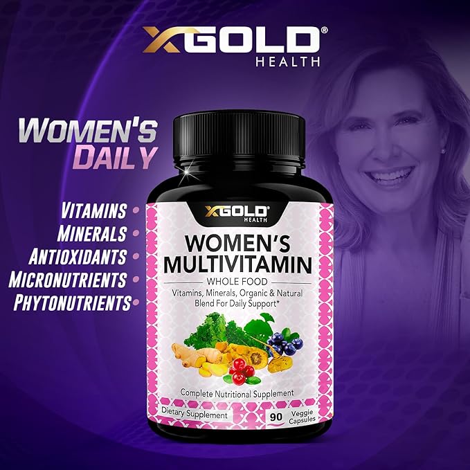 Vegan Women's Daily Multivitamin 50 Plus with Organic WholeFood Based Natural Ingredients, Ginger, Maca, Multi-Vitamin B Complex & More - Energy Support, Immune System Booster -90 Capsules