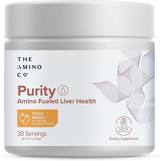 Purity - Liver Support Supplement with Essential Amino Acids for Liver Detox Cleanse - Boost Liver Health for Optimal Liver Support- Peach Mango, 30 Servings