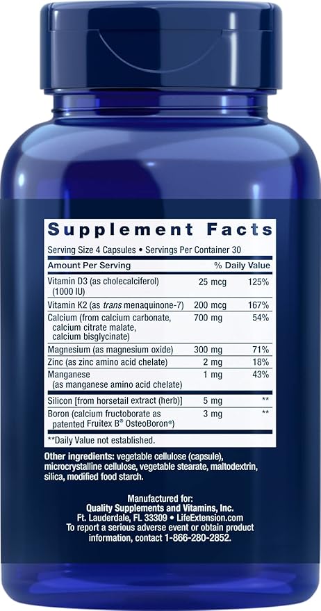 Life Extension Bone Restore With Vitamin K2,Caps 120 Count (Pack of 2)