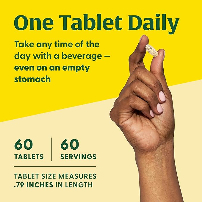 MegaFood One Daily Multivitamin - Multivitamin for Women and Men - with Real Food - Immune Support Supplement - Vitamin C & Vitamin B - Bone Health - Energy Metabolism - Vegetarian, Non-GMO - 60 Tabs