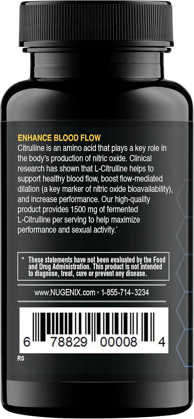 Nugenix Essentials L-Citrulline Supplement for Enhanced Blood Flow and Performance - 1500 mg, 60 Capsules