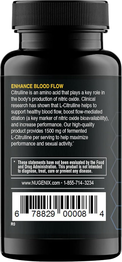 Nugenix Essentials L-Citrulline Supplement for Enhanced Blood Flow and Performance - 1500 mg, 60 Capsules