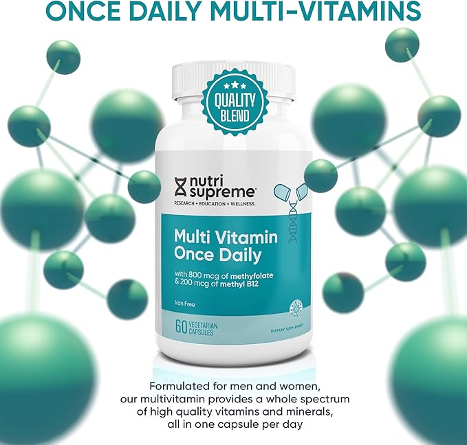 Nutri Supreme Multivitamin for Men and Women with Over 20 Vitamins and Minerals, Daily Nutritional Supplement for Immune Support, Kosher, Vegetarian, 60 Day Supply