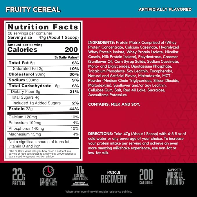 BSN SYNTHA-6 Whey Protein Powder with Micellar Casein, Milk Isolate, Fruity Cereal, 28 Servings (Packaging May Vary)