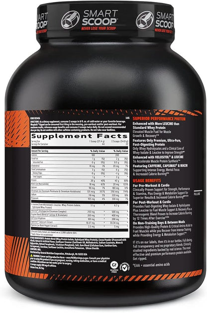GNC AMP Wheybolic Ripped Whey Protein Powder Isolate with BCAA | Targeted Muscle Building and Workout Support Formula | Gluten Free | Chocolate Fudge | 22 Servings
