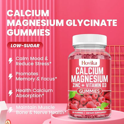 Calcium Magnesium Zinc Gummies with Potassium Vitamin C, B6, D3, K2 - Calcium for Women & Men - Calcium Magnesium Zinc Multi Vitamin Supplement for Bones, Muscles, Teeth, Calm Mood & Immunity - 60 Cts