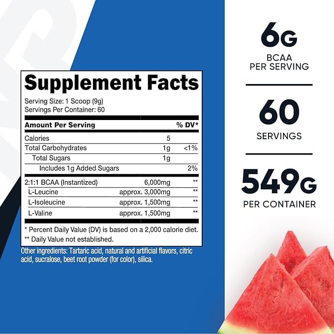 Nutricost BCAA Powder 2:1:1 (Watermelon) - 60 Servings