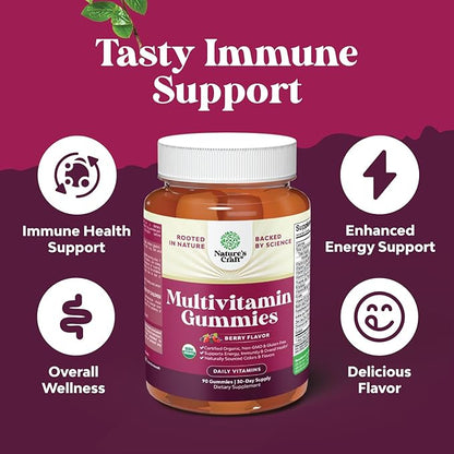 USDA Organic Multivitamin for Women and Men - Vegan Organic Multivitamin for Men Gummies with Zinc & B Complex Vitamins for Enhanced Energy Immunity & Daily Wellness - Vegan and Non-GMO (1 Month)