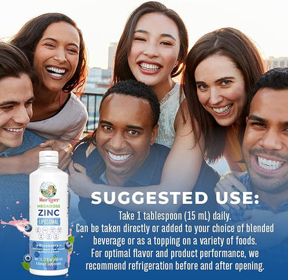 MaryRuth Organics Nutritional Supplement | Liposomal Liquid Zinc Supplement with Vitamin E | Overall Health and Skin Care | Blueberry | Vegan, Non-GMO, Gluten Free, No Sugar Added | 15.22 Fl Oz