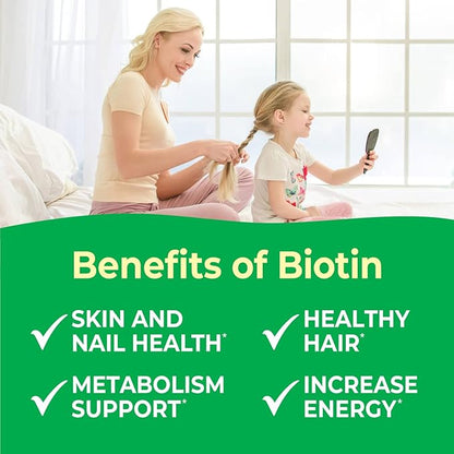 Kids Biotin 5000mcg Chewable Tablets | Tasty Biotin Supplement | Vegan Biotin Vitamins | Biotin for Hair Growth, Skin and Nail Heath | Hair Vitamins for Kids | 120 Chewables