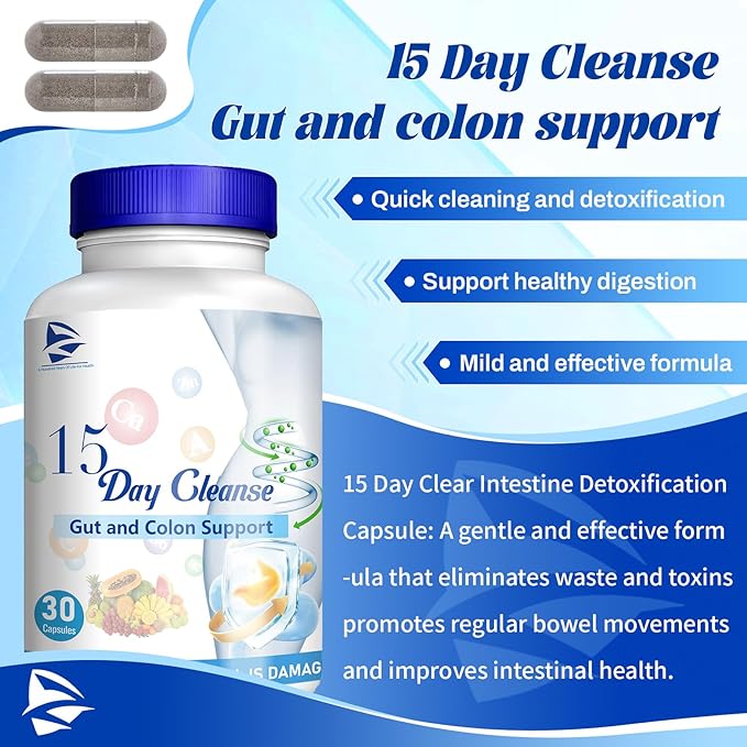 15 Day Gut Cleanse - Gut and Colon Support, Pastillas De 15 Dias para Limpiar El Colon, Limpieza De 15 Dias, 15 Day Colon Cleanse