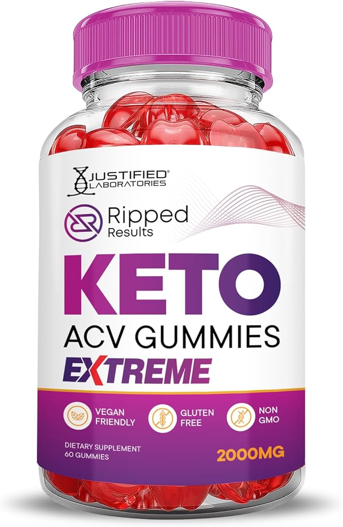 (2 Pack) Ripped Results Keto ACV Gummies Extreme 2000MG Ripped Results Keto Gummies Apple Cider Vinegar Formulated with Pomegranate Beet Juice Powder B12 Vegan Non GMO 120 Gummys
