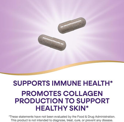 Nature's Way Vitamin C with Rose Hips, Powerful Antioxidant & Immune Function Support from Vitamin C*, Promotes Collagen for Healthy Skin*, 1,000 mg Vitamin C per 2-Capsule Serving, 250 Capsules