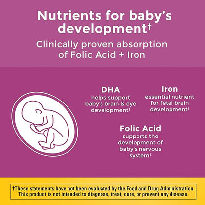 Nature Made Prenatal with Folic Acid + DHA, Prenatal Vitamin and Mineral Supplement for Daily Nutritional Support, 90 Softgels, 90 Day Supply